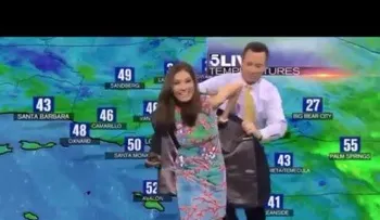 El vestido de una presentadora del tiempo le juega una mala pasada (VIDEO)