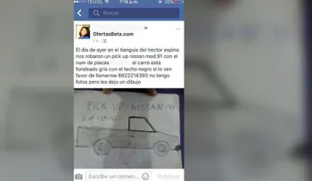 Dibujo de camioneta robada se vuelve viral y desata su búsqueda