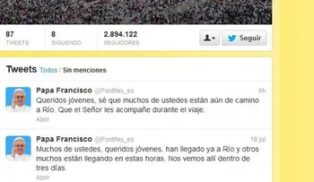 Papa da bienvenida a Jornada Mundial vía Twitter