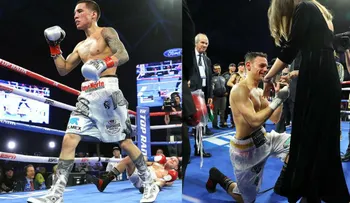 Boxeador italiano le pide matrimonio a su novia en el ring luego de ser noqueado