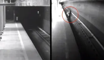 | Mujer cae bajo un tren en marcha, el tren le pasa por encima y sobrevive!