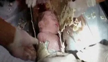 Rescatan bebé tirado por inodoro