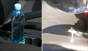 Cuidado: Dejar una botella de agua dentro del coche puede provocar un incendio
