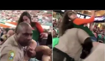 Un policía 'tranquiliza' a una aficionada ebria con un gancho en la mandíbula