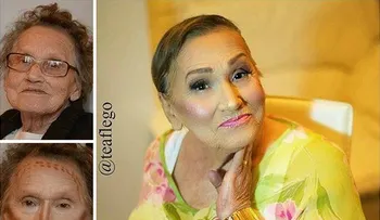 Abuela se convierte en sensación después de que nieta la maquilla