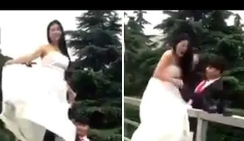Romántica sesión de fotos termina con la novia quejándose de su entrepierna