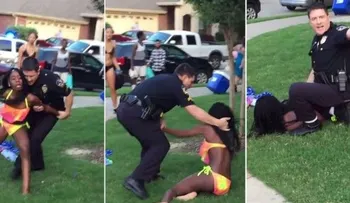 Renuncia policía grabado en video derribando jovencita en Bikini en Texas 