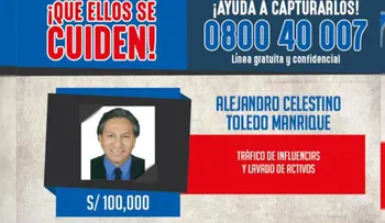 30 mil dólares a quien ayude a capturar a Alejandro Toledo, ofrecido por Perú