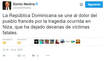 Danilo, Margarita, Leonel, Abinader y otras personalidades de RD envían condolencias a Francia