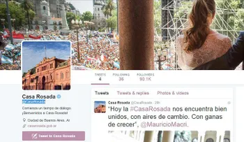 La Casa Rosada de Argentina estrena cuenta en Twitter