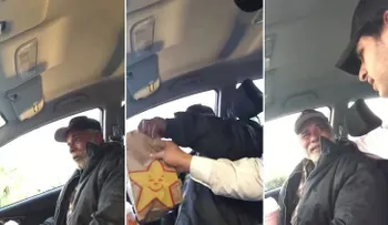 Veterano de guerra en la indigencia rompe a llorar cuando un joven le ofrece comida (VIDEO)