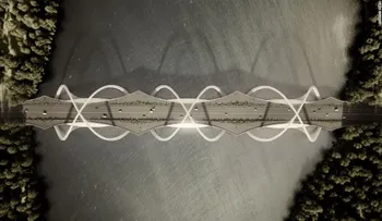 Concepto simbólico de puente para los Juegos de Invierno lleva los anillos olímpicos a nuevas alturas