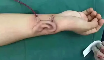 Tuvieron que hacerle una oreja en el brazo porque la perdió en un accidente