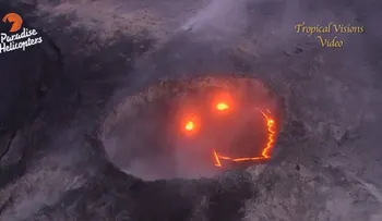 Una cara feliz de lava te da la bienvenida al volcán Kilauea