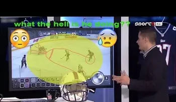 Un presentador dibuja un pene mientras analiza un partido de hockey