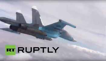 Así eliminaron cazas rusos a 200 yihadistas en Siria con bombas guiadas (VIDEO)