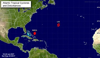 María se aleja de tierra y Lee puede llegar a huracán este fin de semana 