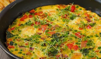 Desayuno de campeones frittata de papa, pimentón y espinaca