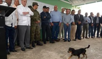 Un perrito se roba la mirada del presidente Danilo Medina