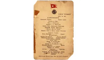 Menú del último almuerzo del Titanic se vende por 88.000 dólares