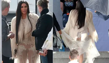 Kim Kardashian debutó en cine con un vestido transparente y sin ropa interior