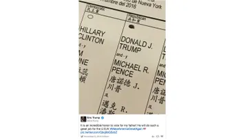 Eric Trump podría haber violado una ley electoral con esta foto