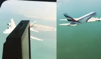 ¿Qué pasa cuando el avión de pasajeros más grande del mundo vuela justo debajo de un helicóptero?