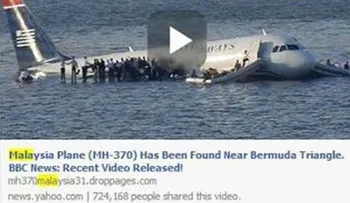 "El avión de Malasia fue hallado en el Triángulo de las Bermudas": Los 'hackers' se benefician de falsos enlaces de Facebook 