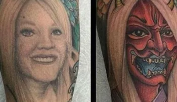 Se separa de su esposa y convierte tatuaje de su ex en un demonio