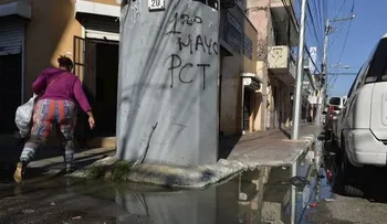 Agua pestilente apozada cerca del Palacio Nacional