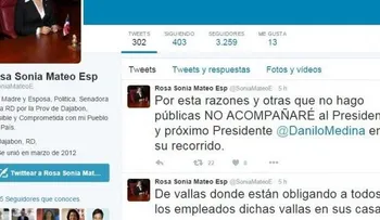 Senadora Mateo anuncia no acompañará a Danilo en recorrido en Dajabón