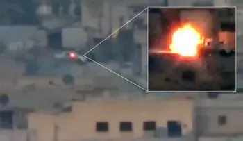 Un vehículo del Ejército sirio logra evitar un misil antitanque (VIDEO)