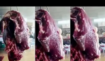 Una pieza de carne fresca "tiembla" en la carnicería (VIDEO espeluznante)