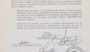 Renuncia juez Francisco Arias Valera; Consejo del Poder Judicial la acepta