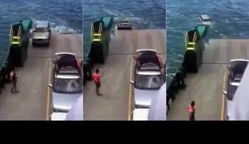 Olvidaron poner el freno y la jeepeta cayó al mar