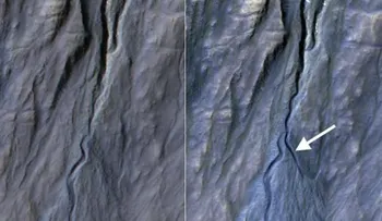La NASA muestra la fotografía de un desfiladero marciano recién formado