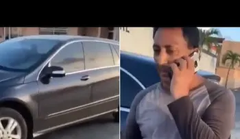 Mercedes Benz de un hombre que pide dinero en Miami; fue desenmascarado 