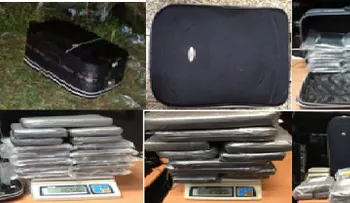 DNCD y CESAC ocupan 32.3 kilos de cocaína en dos maletas en el AILA
