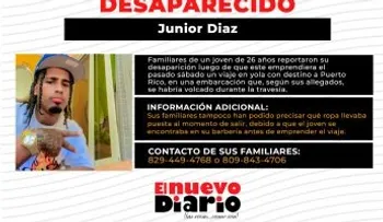 Reportan desaparición de un joven de Haina que viajó en yola hacia Puerto Rico