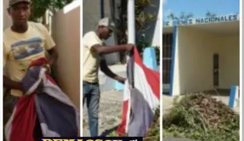 En oficina de Bienes Nacionales, usan "Bandera Nacional" para botar basura