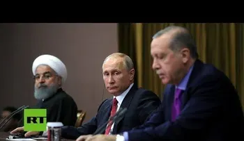 Putin hace algo extraño con la silla de Erdogan en encuentro Rusia, Irán y Turquía 