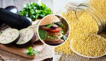 Deliciosas hamburguesas veganas de mijo y berenjena