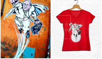  Camisetas con el grafiti de "Superpapa" financiarán obras de caridad del Vaticano 