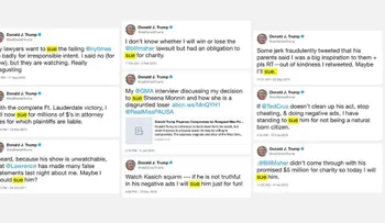 10 veces en que Donald Trump usó Twitter para plantear la posibilidad de demandar