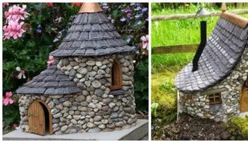 Casas miniatura de piedra para decorar el jardín