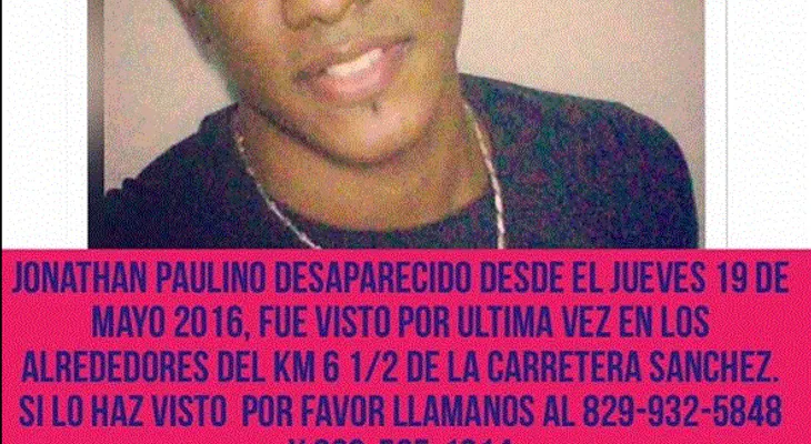 Jonathan Paulino sigue desaparecido y sus familiares imploran sea encontrado