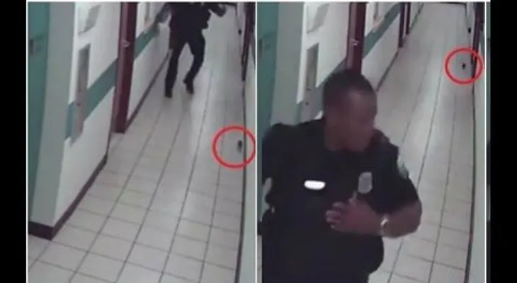 Un policía sale corriendo al ver un ratón