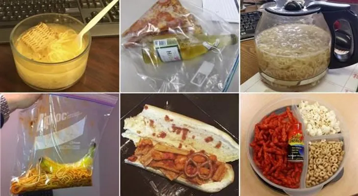 Los más tristes y patéticos almuerzos en el escritorio del trabajo