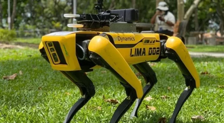 Usan un perro-robot en Singapur para la distancia social en parques