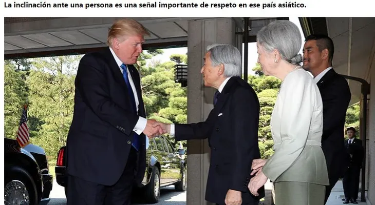Rompiendo la tradición: Trump no se inclinó ante el emperador de Japón